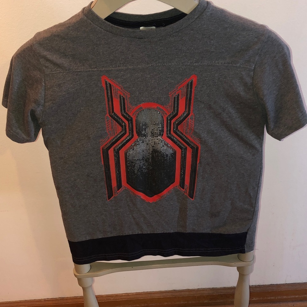 Marvel Gray Tee with Red & Black Spider Emblem
